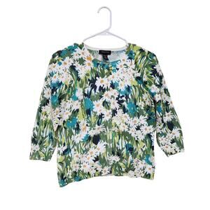 Spense Floral 3/4 Sleeve Retro Cottagecore Boho Blouse Button Up Size Medium